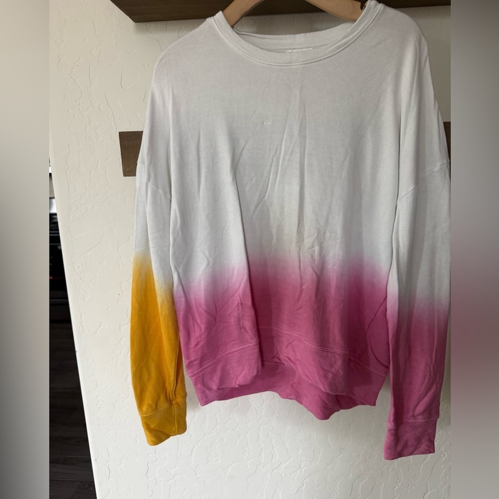 Sundry|Boho Dip dyed ombré  Pink and Yellow Crewneck Sweatshirt•••size large - Picture 7 of 13